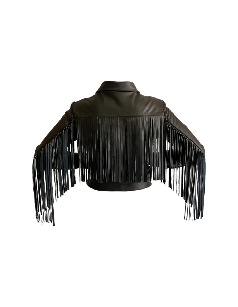 Chamarra de Piel Dama Modelo Vaquera de Barbas 042