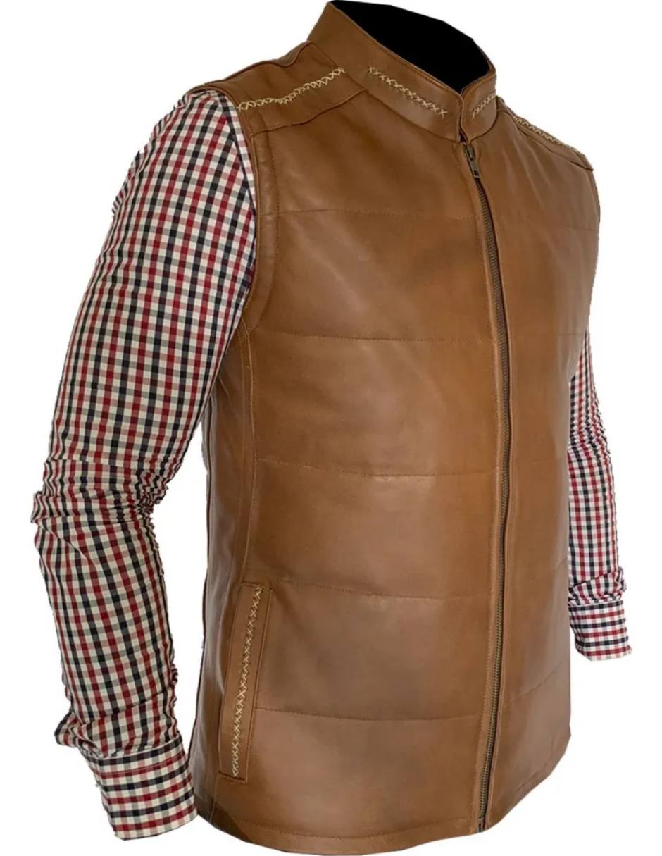 Chaleco de Piel Caballero Modelo 036 Tejido