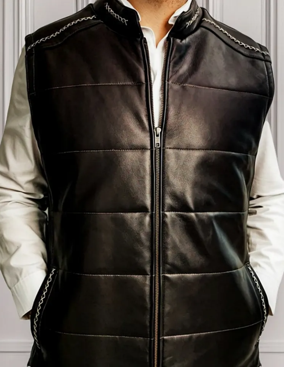 Chaleco de Piel Caballero Modelo 036 Tejido