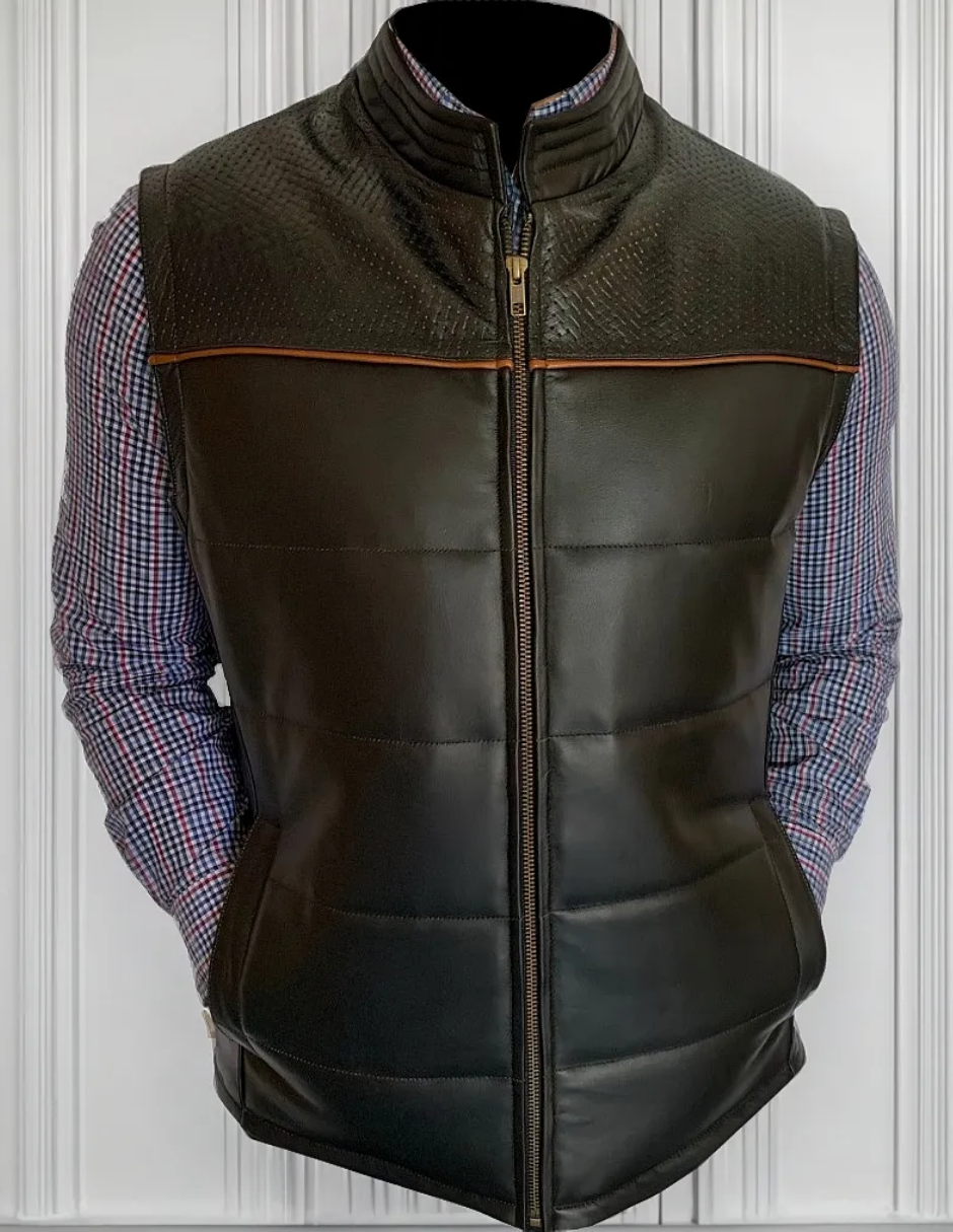 Chaleco de Piel Caballero Modelo 502 Petatillo Cocodrilo