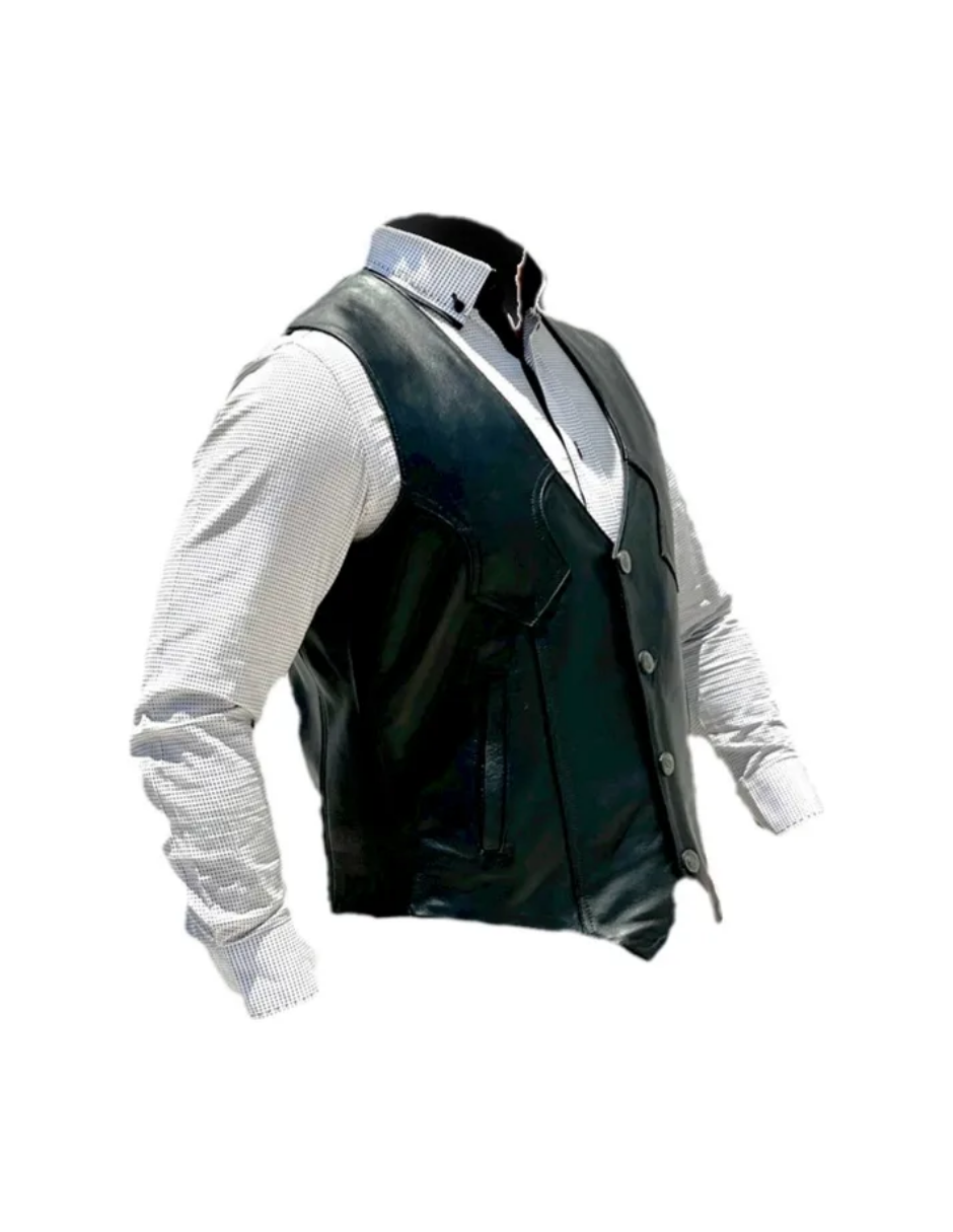 Chaleco de Piel Caballero Modelo Vaquero Liso