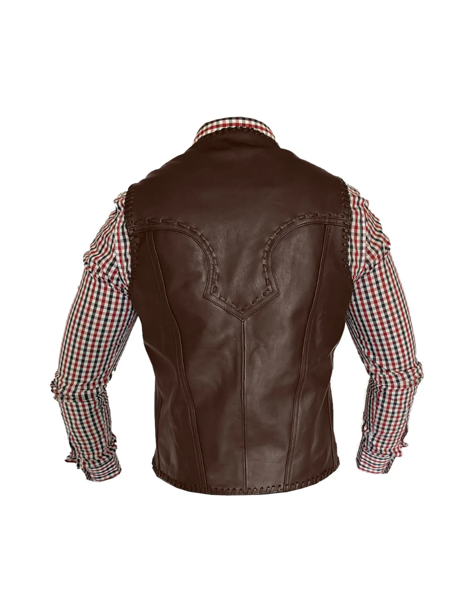Chaleco de Piel Caballero Modelo Vaquero Tejido
