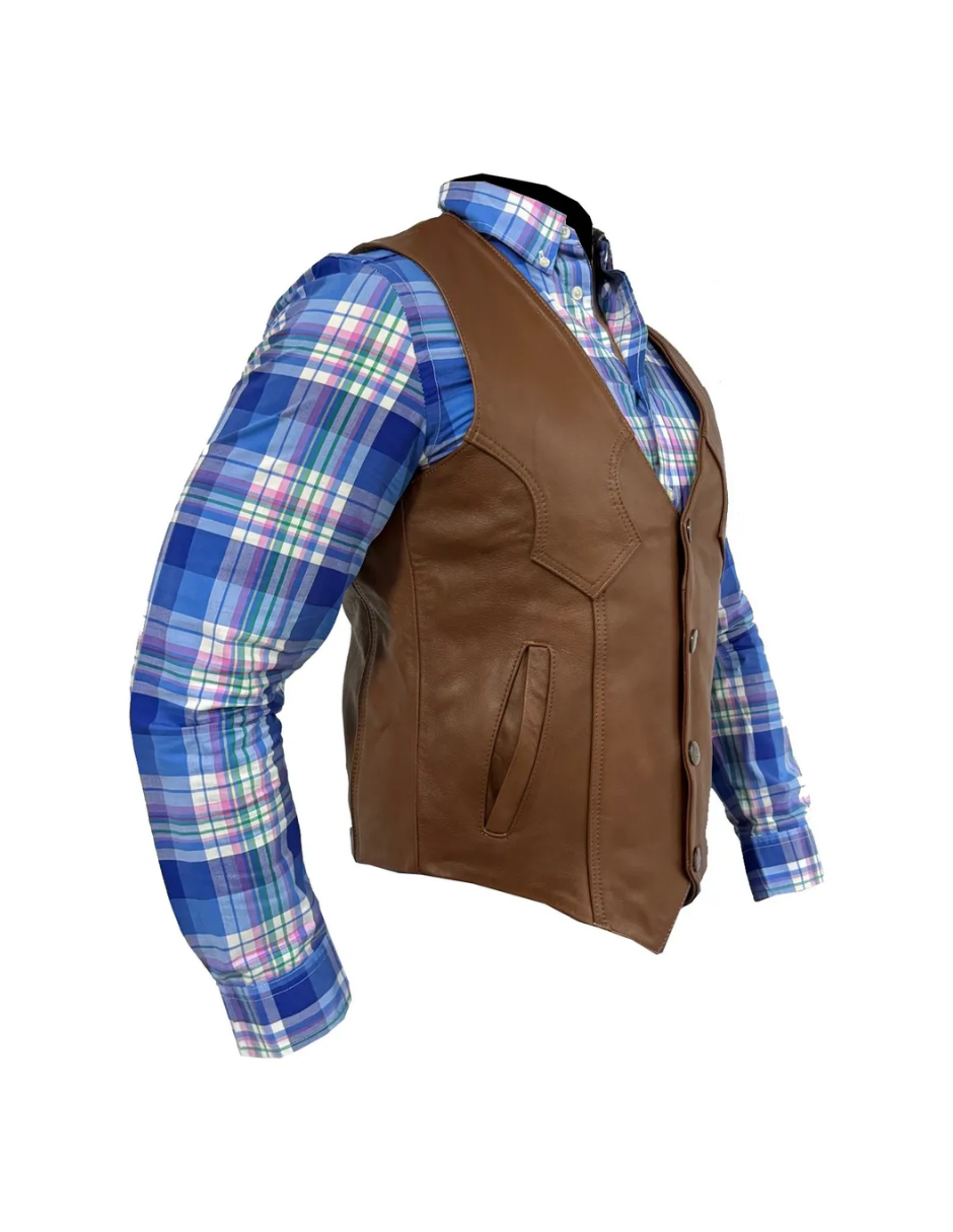 Chaleco de Piel Caballero Modelo Vaquero Tejido