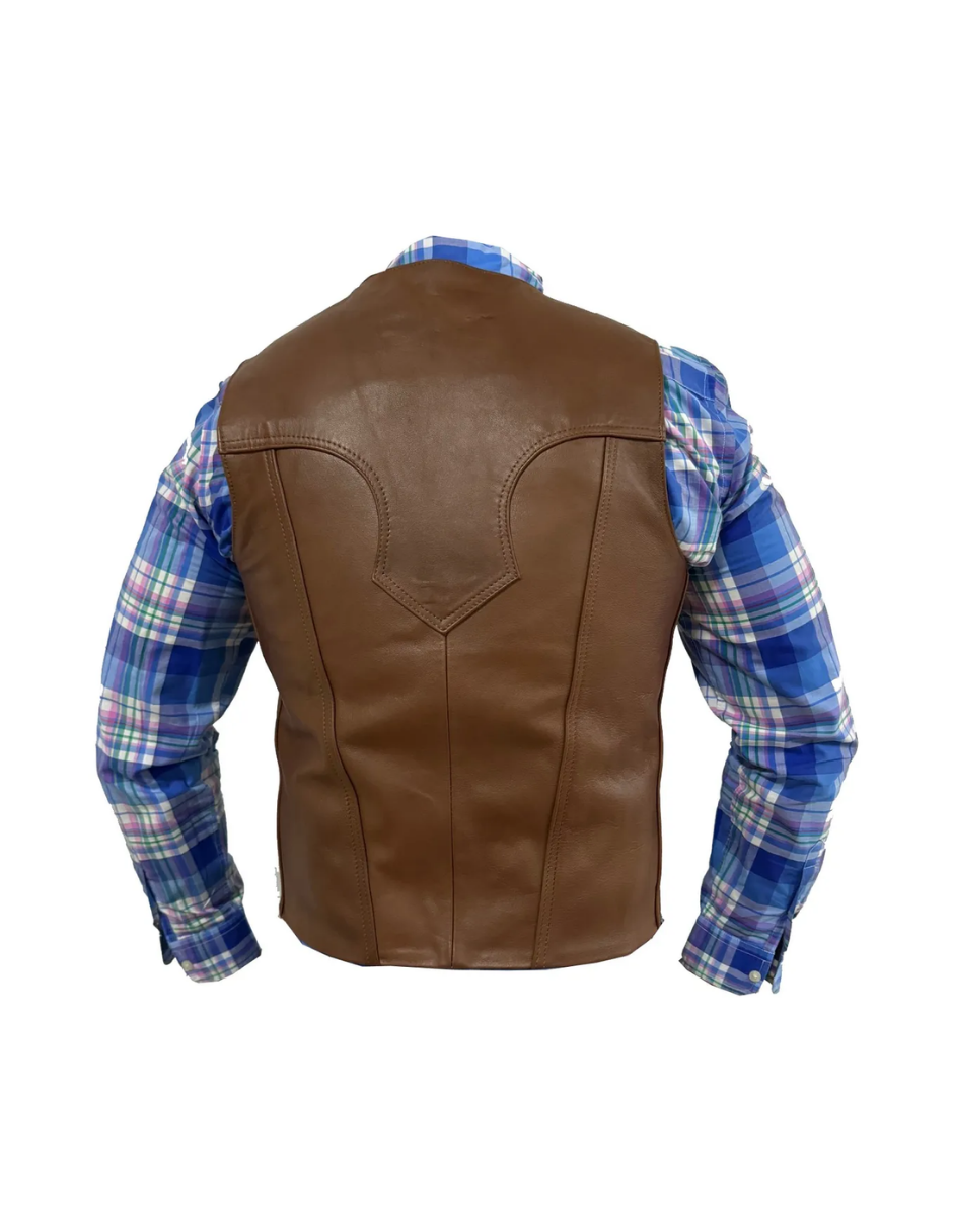 Chaleco de Piel Caballero Modelo Vaquero Tejido