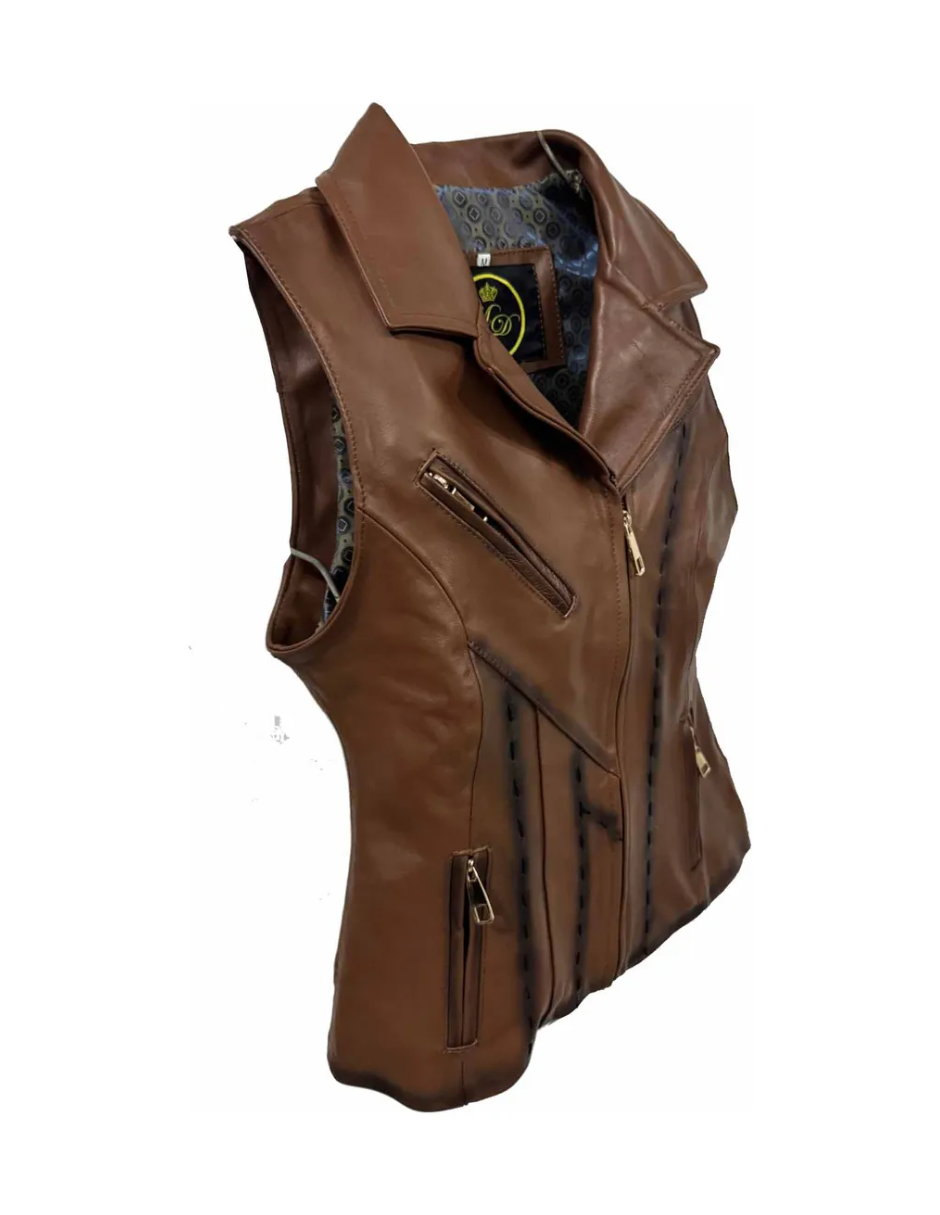 Chaleco de Piel Dama Modelo 207 Rockero
