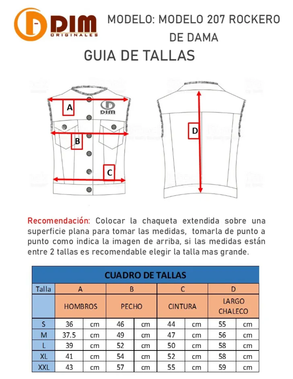 Chaleco de Piel Dama Modelo 207 Rockero