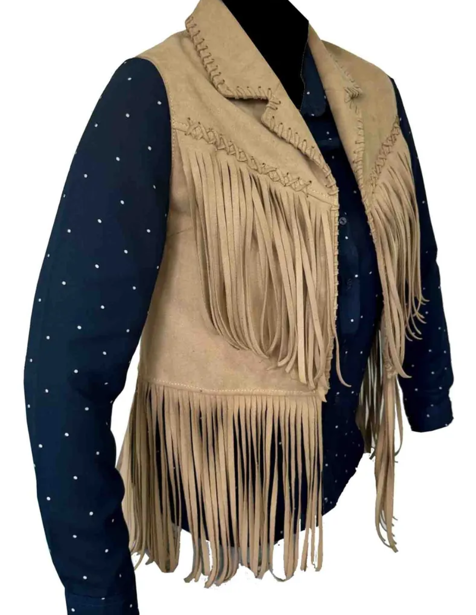Chaleco de Piel Dama Modelo Vaquero Barbas 047