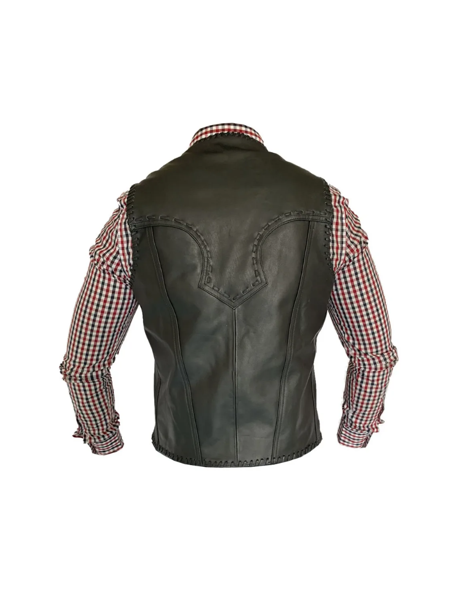 Chaleco de Piel Caballero Modelo Vaquero Tejido
