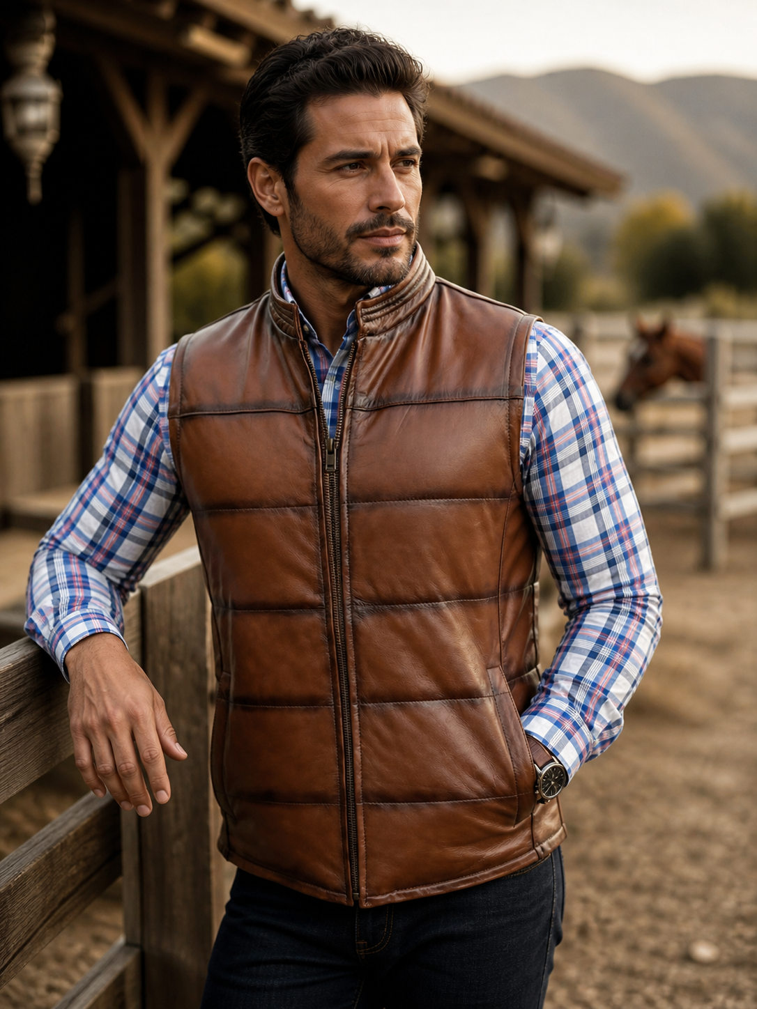 Chaleco de Piel Caballero Modelo 404 Efecto