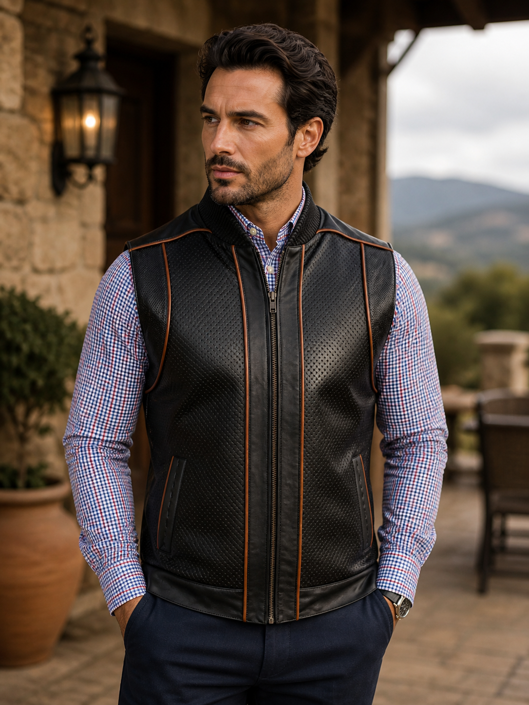 Chaleco de Piel Caballero Modelo 504 Petatillo