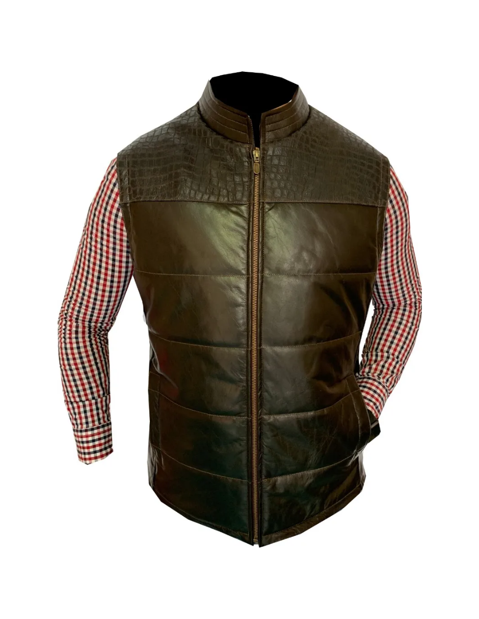 Chaleco de Piel Caballero Modelo 502 Petatillo Cocodrilo