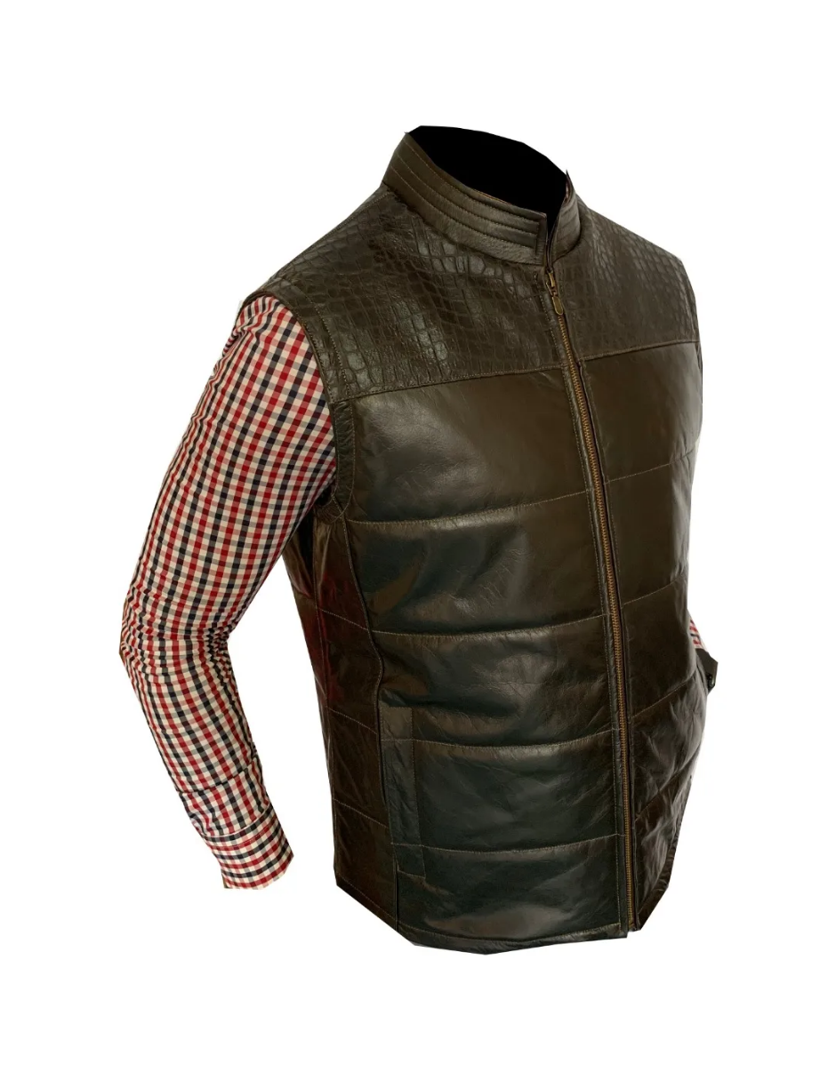 Chaleco de Piel Caballero Modelo 502 Petatillo Cocodrilo