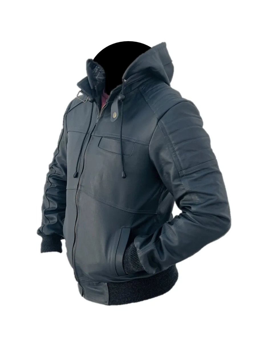 Chamarra de Piel Caballero Modelo 010 con Gorro