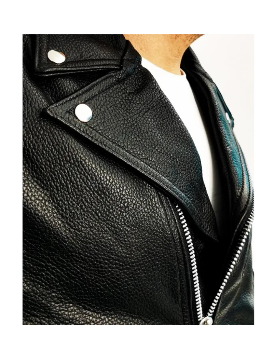 Chamarra de Piel Caballero Modelo Rockera Gruesa