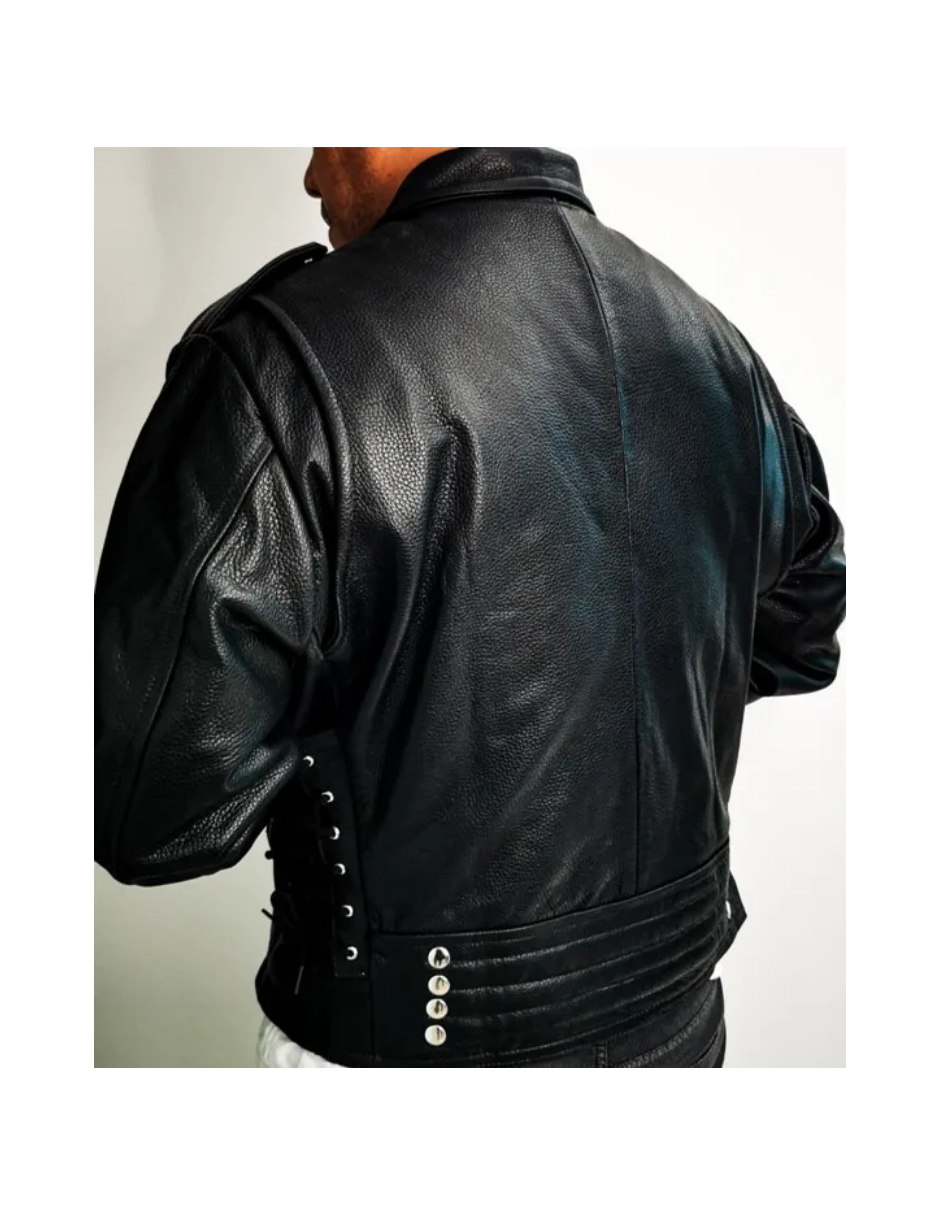 Chamarra de Piel Caballero Modelo Rockera Gruesa