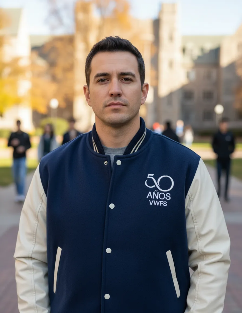 Chamarra de Piel Caballero Modelo Universitaria
