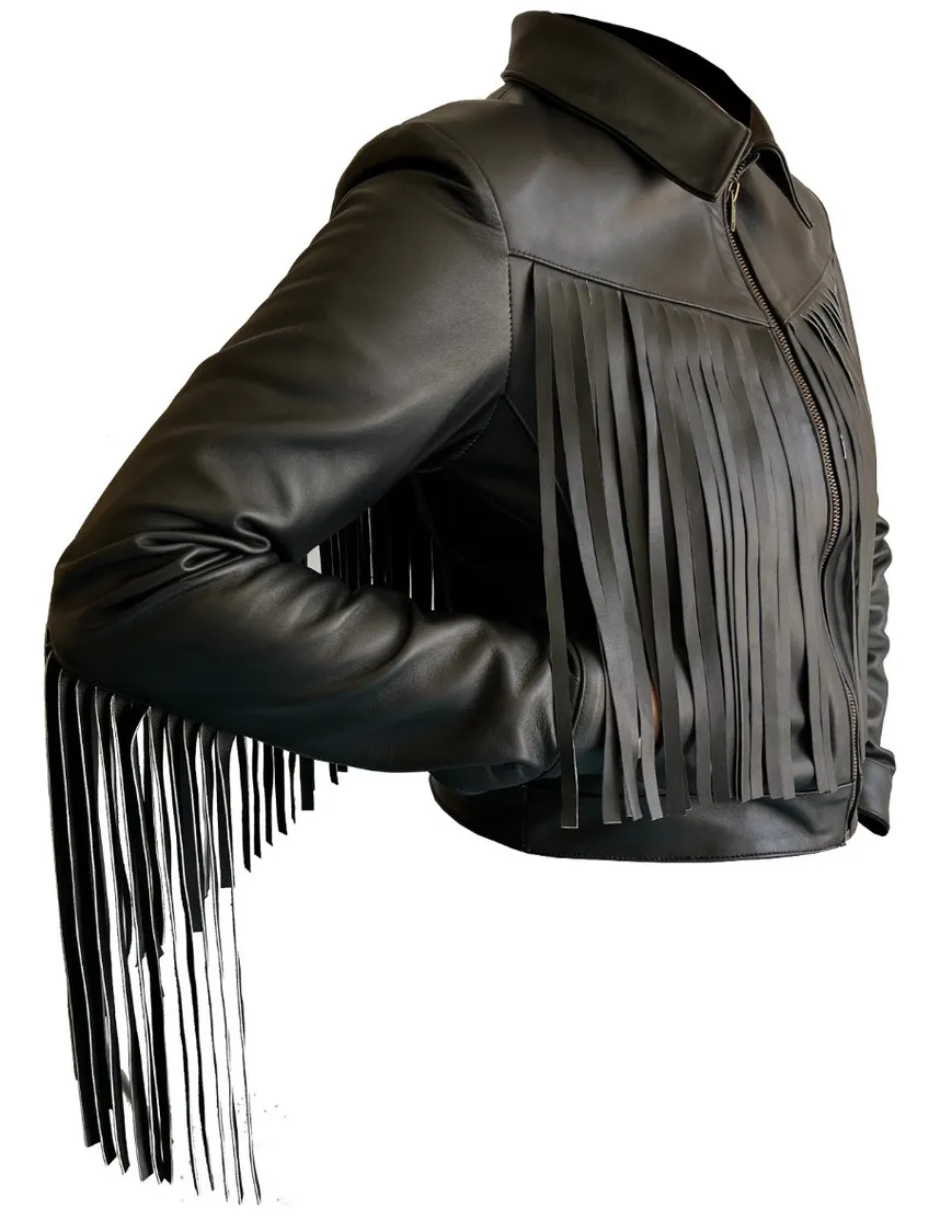 Chamarra de Piel Dama Modelo Vaquera de Barbas 043