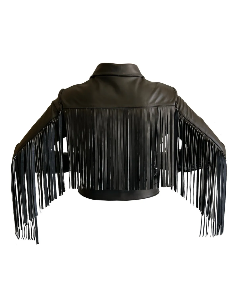 Chamarra de Piel Dama Modelo Vaquera de Barbas 043