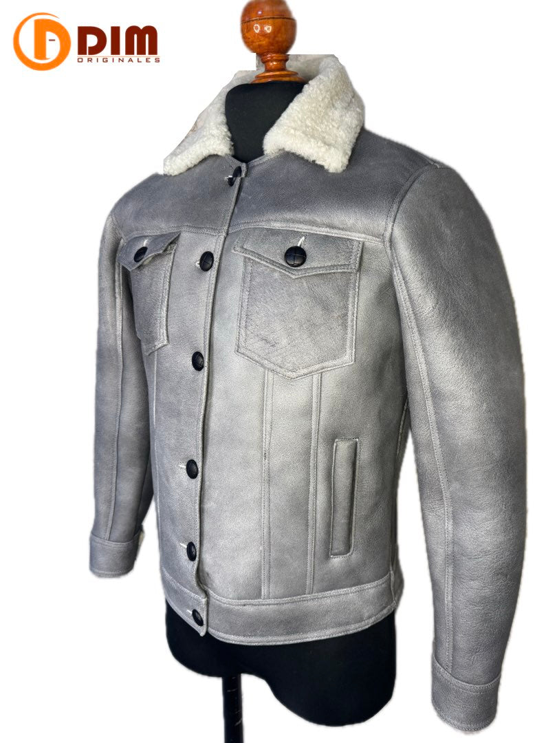 Chamarra de Piel Caballero Modelo Levis Borrega