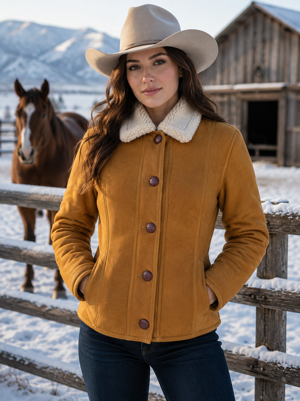 Chamarra de Piel Dama Modelo Marlboro 209 Borrega