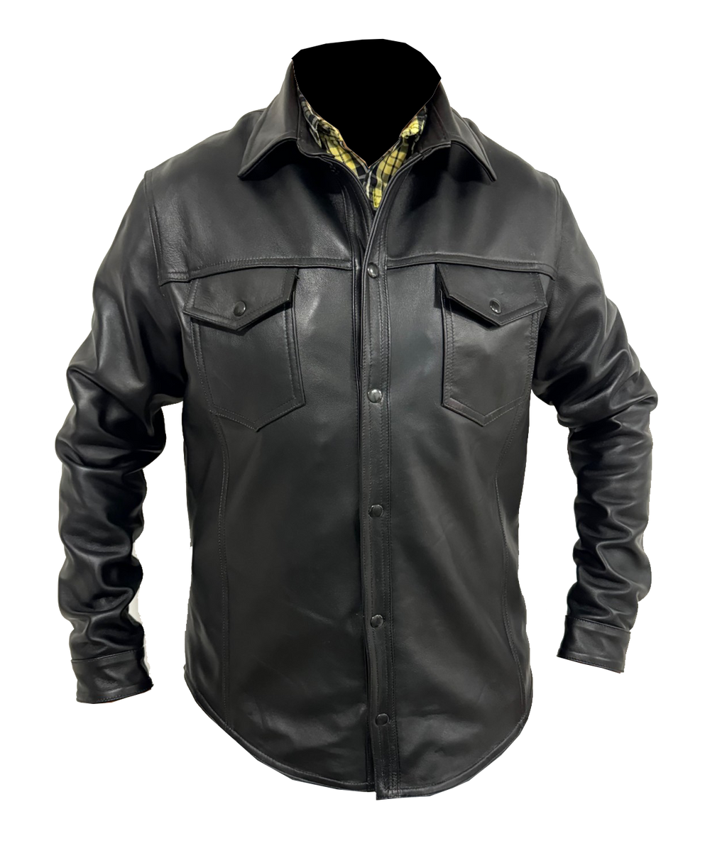Chamarra de Piel Caballero Modelo Camisola Ambar